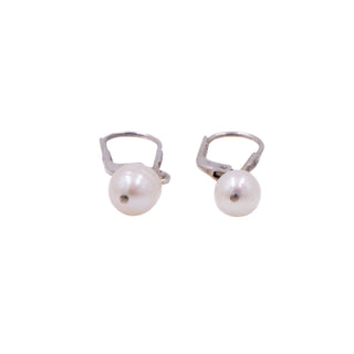 Sterling Silver 1 Inch Baroque White Pearl Leverback Dangle Earrings