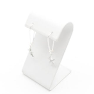 Sterling Silver Starfish Drop Earrings CZ Dangle Beach Ocean French Wire 2 Inch Dangle