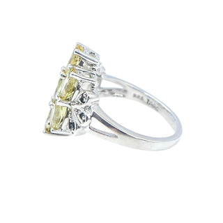 Citrine Onyx Sterling Silver Cluster Ring Size 7 Statement