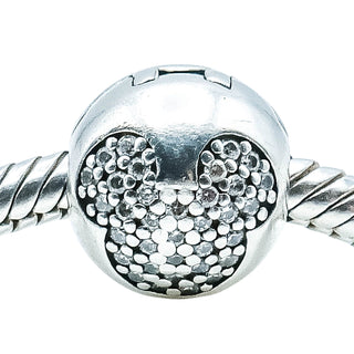 Pandora Disney Mickey Pave Clip Charm Sterling Silver CZ Retired