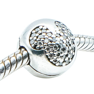 Pandora Disney Mickey Pave Clip Charm Sterling Silver CZ Retired