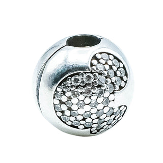 Pandora Disney Mickey Pave Clip Charm Sterling Silver CZ Retired