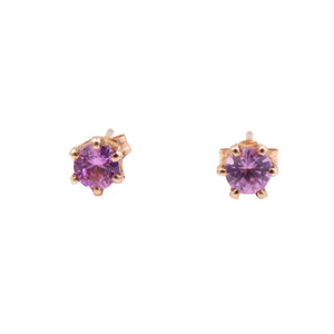 Pink Sapphire 14K Yellow Gold 3mm Stud Earrings