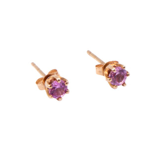 Pink Sapphire 14K Yellow Gold 3mm Stud Earrings