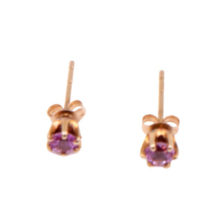 Pink Sapphire 14K Yellow Gold 3mm Stud Earrings