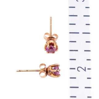 Pink Sapphire 14K Yellow Gold 3mm Stud Earrings