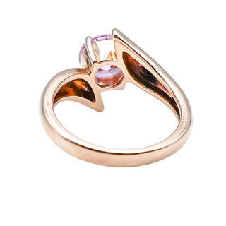 Pink Rose Gold Plated Sterling Silver Cubic Zirconia Solitaire Ring Size 4