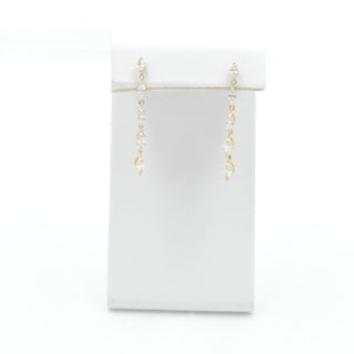 Gold Plated 925 Sterling Silver Marquise CZ Dangle Earrings 1 3/4 Inches