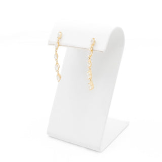 Gold Plated 925 Sterling Silver Marquise CZ Dangle Earrings 1 3/4 Inches