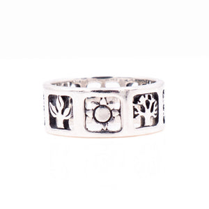 James Avery Retired Four Seasons Sterling Silver Wide Band Ring Size 7