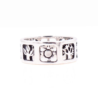 James Avery Retired Four Seasons Sterling Silver Wide Band Ring Size 7