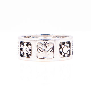 James Avery Retired Four Seasons Sterling Silver Wide Band Ring Size 7