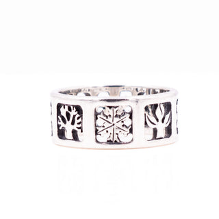 James Avery Retired Four Seasons Sterling Silver Wide Band Ring Size 7