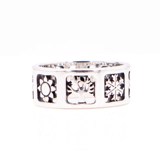 James Avery Retired Four Seasons Sterling Silver Wide Band Ring Size 7