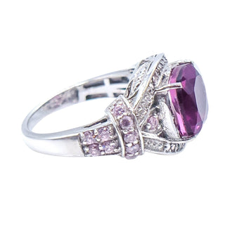 African Lilac Quartz Sterling Silver Statement Ring Size 8