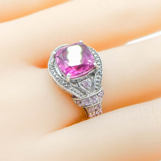 African Lilac Quartz Sterling Silver Statement Ring Size 8
