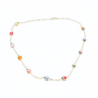 14k Yellow Gold 18" Necklace With Enamel Ladybugs