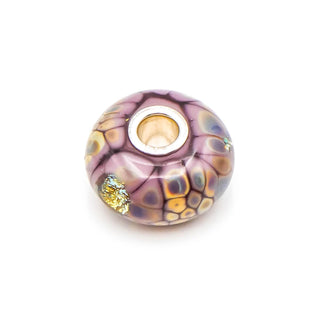 Trollbeads Purple Flower Mosaic Glass Bead Sterling Silver Core Charm