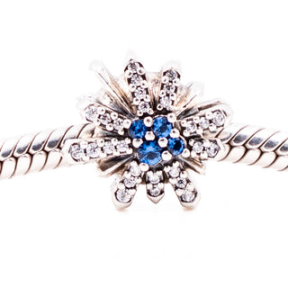 Pandora Retired Dazzling Fireworks Blue Crystal Sterling Silver Charm