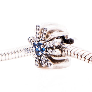 Pandora Retired Dazzling Fireworks Blue Crystal Sterling Silver Charm