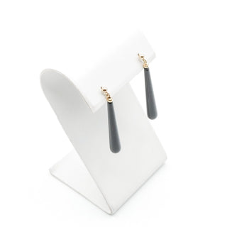 14K Yellow Gold Black Onyx Teardrop Dangle Earrings 1.75 Inches