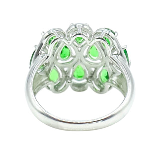 Chrome Diopside Cluster Ring Sterling Silver Size 7.25