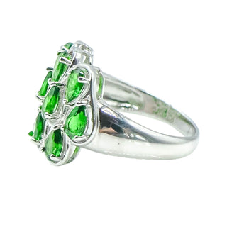 Chrome Diopside Cluster Ring Sterling Silver Size 7.25