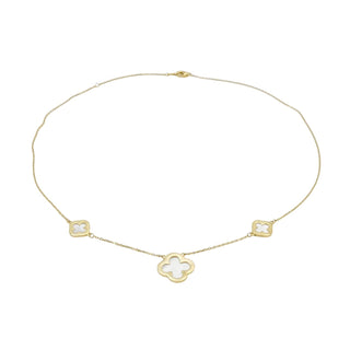 Rachel Zoe Sterling Silver Mother of Pearl Clover Necklace WIth Cubic Zirconia