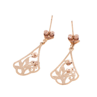 Two-Tone 10K Gold Filigree Flower 1 1/4 Inch Dangle Earrings