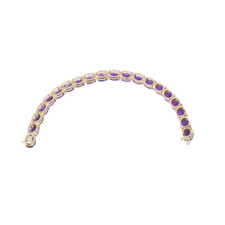 Vintage 14K Gold 48 Ct Dark Purple Amethyst Tennis Bracelet 8 Inch Estate