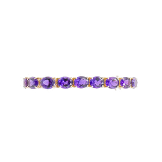 Vintage 14K Gold 48 Ct Dark Purple Amethyst Tennis Bracelet 8 Inch Estate