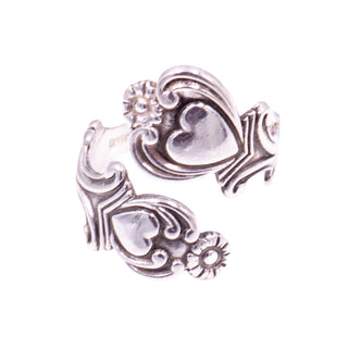 Vintage Avon Treasured Heart 1975 Sterling Silver Bypass Ring Size 7.5