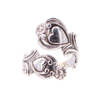 Vintage Avon Treasured Heart 1975 Sterling Silver Bypass Ring Size 7.5