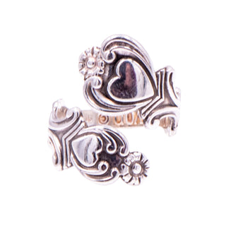 Vintage Avon Treasured Heart 1975 Sterling Silver Bypass Ring Size 7.5