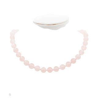 Elegant Rose Quartz 18-Inch Beaded Necklace With Gold Plated Clasp