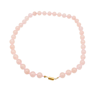 Elegant Rose Quartz 18-Inch Beaded Necklace With Gold Plated Clasp