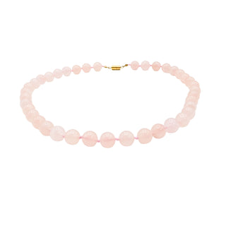 Elegant Rose Quartz 18-Inch Beaded Necklace With Gold Plated Clasp