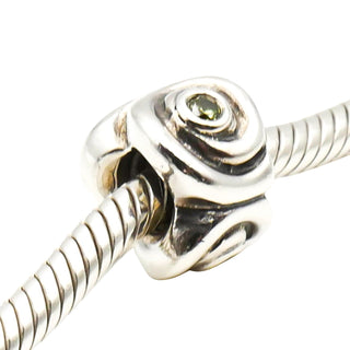 Pandora Retired Eye of the Storm Sterling Silver Light Green CZ Charm Bead