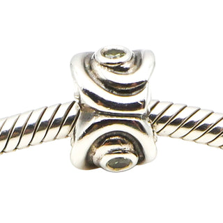 Pandora Retired Eye of the Storm Sterling Silver Light Green CZ Charm Bead