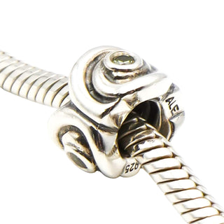 Pandora Retired Eye of the Storm Sterling Silver Light Green CZ Charm Bead