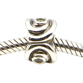 Pandora Retired Eye of the Storm Sterling Silver Light Green CZ Charm Bead