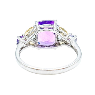 Amethyst Citrine Swiss Blue Topaz Ring Sterling Silver Size 8