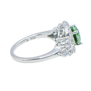 Sterling Silver Green Chrome Diopside And White Topaz Ring Size 7