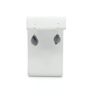 Sterling Silver Black Onyx Teardrop Dangle Earrings 1.25 Inch Drop