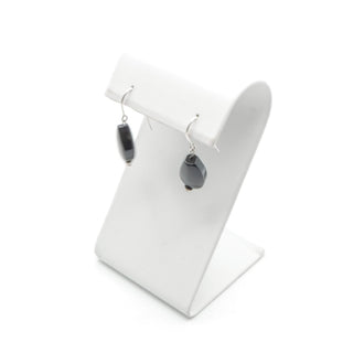 Sterling Silver Black Onyx Teardrop Dangle Earrings 1.25 Inch Drop