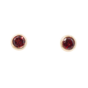 14K Yellow Gold 2.5 Carat Garnet 0.3 Inch Bezel Stud Earrings