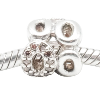 Pandora Circle of Friends Charm Sterling Silver with Brown & Clear Zirconia