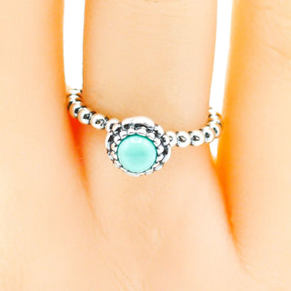 Pandora December Birthday Bloom Ring Turquoise Sterling Silver Stackable Size 6