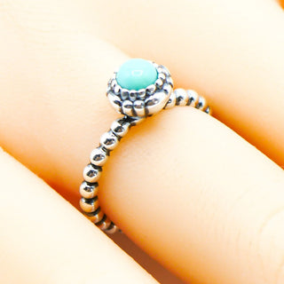 Pandora December Birthday Bloom Ring Turquoise Sterling Silver Stackable Size 6