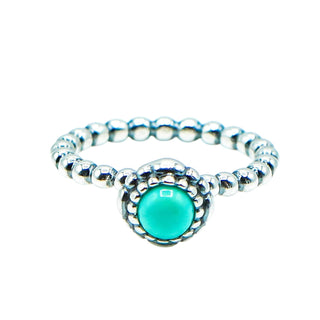 Pandora December Birthday Bloom Ring Turquoise Sterling Silver Stackable Size 6